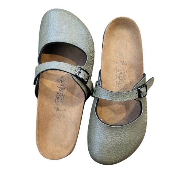 Birkenstock Birki's Clogs Women's 7 Olive Green Leather Maria Mary Jane - Picture 3 of 7
